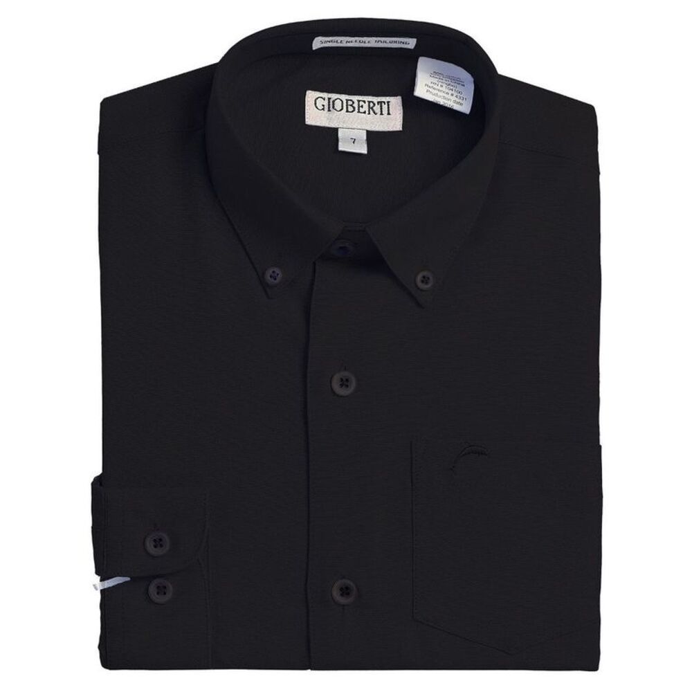 Gioberti Boy's Oxford Long Sleeve Dress Shirt Black Size 16